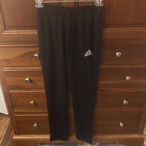 NWT Adidas black tapered leg athletic pants. Drawstring elastic waist.